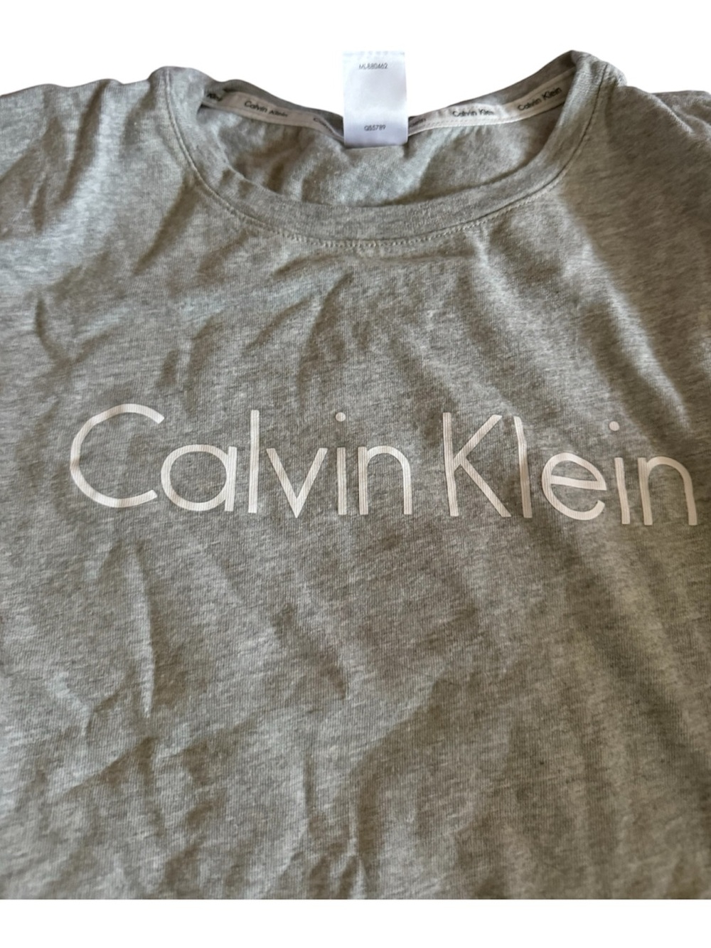 Calvin Klein Heather Gray Sleepwear Tee with White Logo Trim